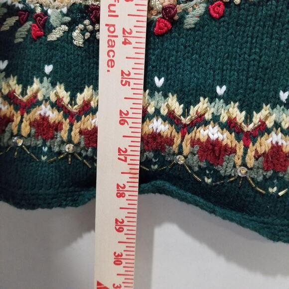 Vintage Tiara International Sweater Womens Medium Green Santa Christmas Tree 90s - Picture 7 of 8